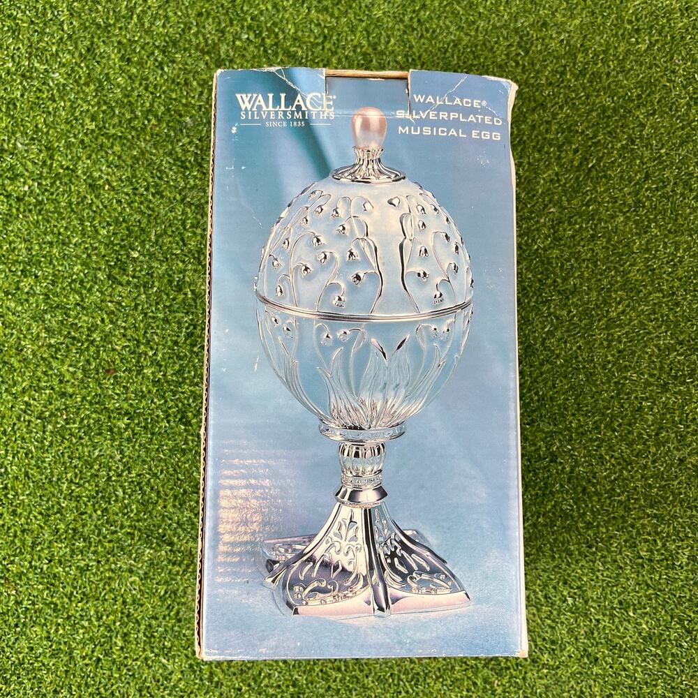 Wallace Silversmiths Silverplated Musical Egg Bunny Rabbits W078100 Boxed